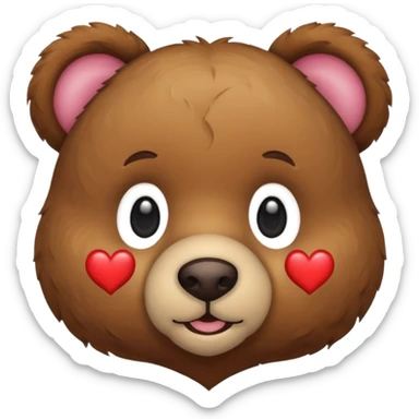 Teddy bear face with heart on the side sticker