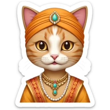 cat wearing indian clothes sticker