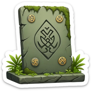 Stone Tablet – Carved gray slab with ancient runes in jungle sticker
