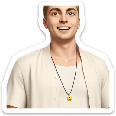 smiling boy in open shirt sticker