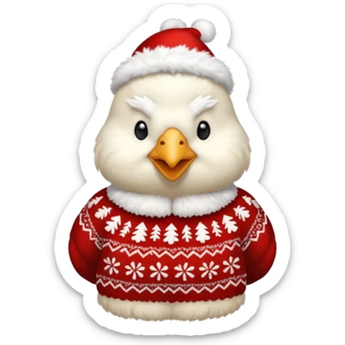 White Chicken with a Christmas jumper sticker