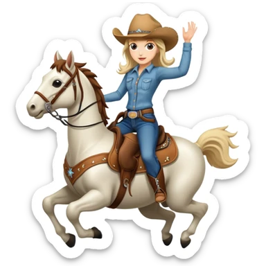 Girl on bucking bronco sticker
