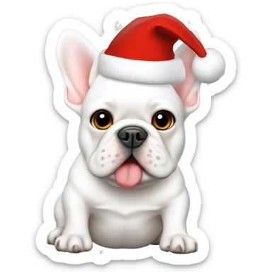 White French bulldog in Christmas hat￼ sticker