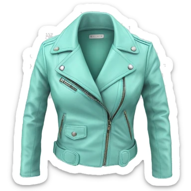 Realistic isolated open pastel tiffany blue fashion leather jacket.  sticker