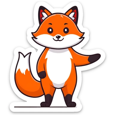 Red fox waving hi sticker