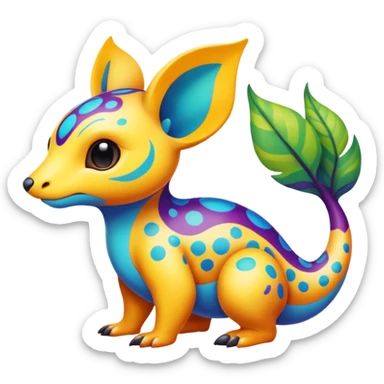 colorful vibrant Fakémon-creature with random markings sticker