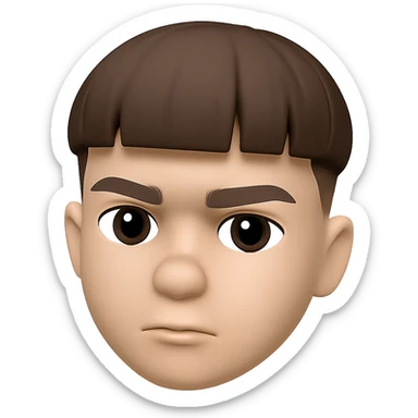 Convert this photo to a 3D emoji in Apple style, capturing the facial features and expression as a cartoonish emoji head, with a smooth, rounded look and no background. The style should resemble Apple style 3D emojis with a smooth and rounded appearance, cartoonish and expressive, without background. sticker
