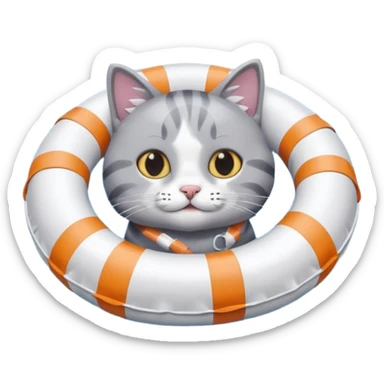 Cat in a swimming ring sticker