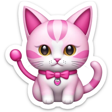 gato con lazo rosado sticker
