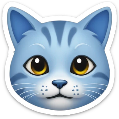 Blue simplistic sketch of a cute cat face sticker