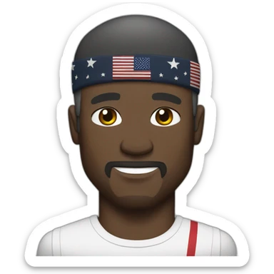 Terry crews with long straight black hair and flag headband sticker
