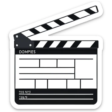 geometric outline clapperboard with thin black lines and only one diagonal line inside, minimalist design sticker