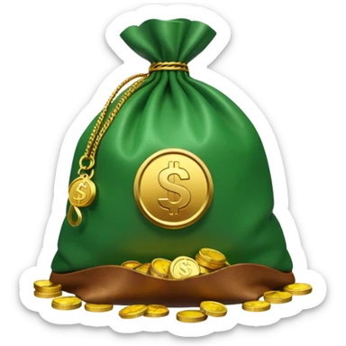 money bag featuring a play button symbol (not a dollar sign), with a pile of coins next to it sticker