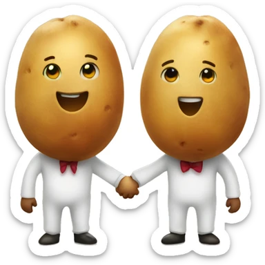 two potato holding hands sticker