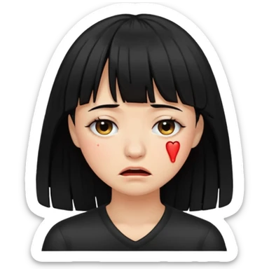 Mulher cabelo preto de franja chorando sticker