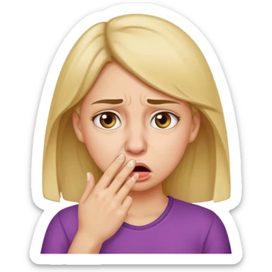 create a girl who is holding her nose because she is smelling something bad sticker