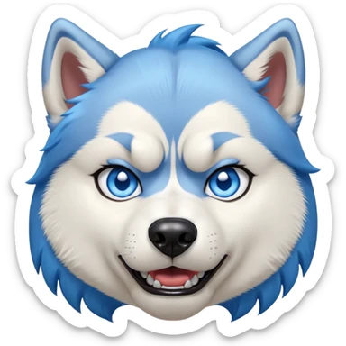 Husky dog, Female, Witn blue caret hair, with blue eyes, angry emotion  sticker