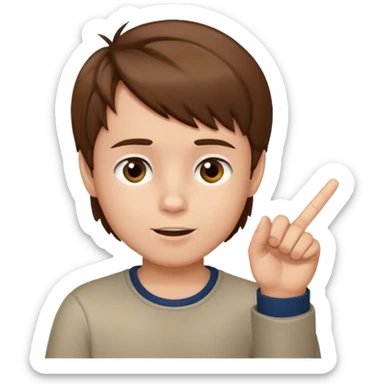 boy raising his finger talking sticker