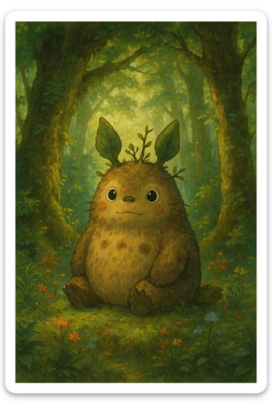 another variation inspired by the best variant, in Ghibli style, with creative background and composition, detailed textures, enchanting ambiance sticker