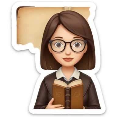 Book Collector — woman + old tome + glasses sticker