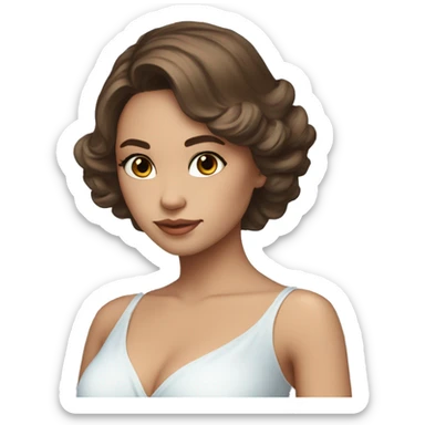 Beautiful angel wings long dress brown hair bleu eyelashes sticker