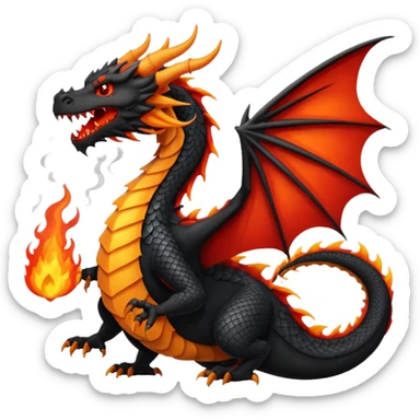 black dragon breathing fire sticker