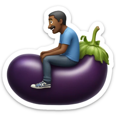 Guy riding a eggplant like a bike sticker
