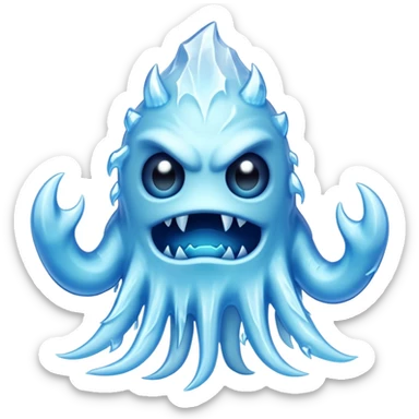 a scary creepy ice monster, eldritch ice monster, monster made of ice sticker