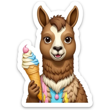 Llama with ice cream sticker