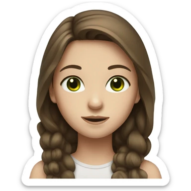 girl with brown hair white skin and green eye sticker