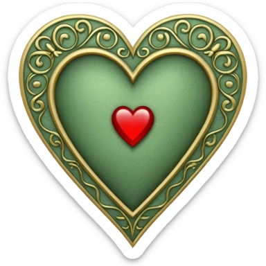 Can you make a sage green heart with a gothic design. In the middle of the heart there should be the letter I sticker