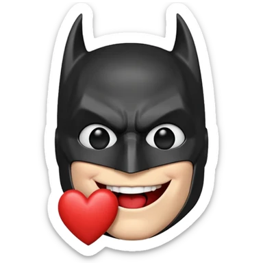 Batman making a kiss face with a heart sticker