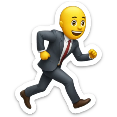 Client running away from salesman sticker