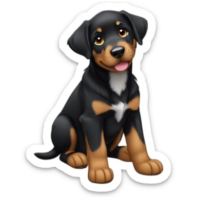 Medium Beauceron puppy with white chest and chin and brown paws and cheeks sticker