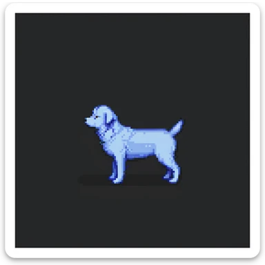 emoji of a dog resembling the photo, pixel art style, minimalist sticker