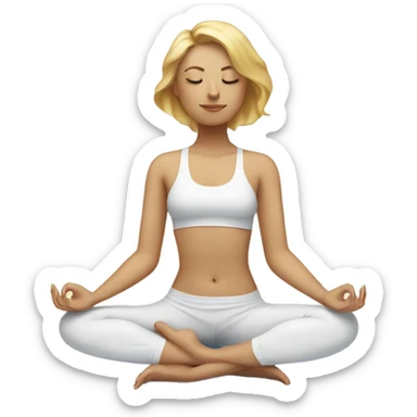 Blonde lady doing yoga with closed eyes sticker