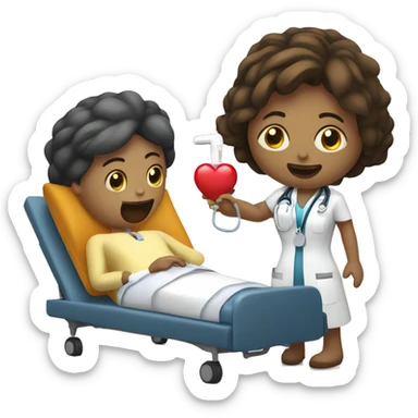 Nurse putting an IV in a patient sticker