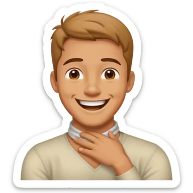 crossing arms on neck laughing man sticker