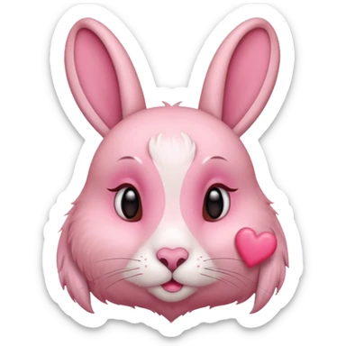 Kissing rabbit, profile, long ears, floating heart in front of mouth sticker