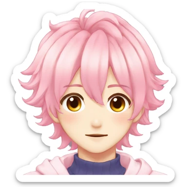 Gorgeous colorful shiny pastel anime style shojo man with blushing face aesthetic and pretty hair trending style sticker