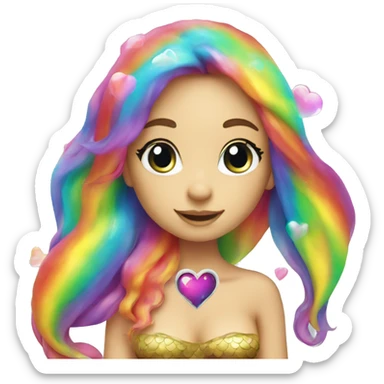 mermaid wth rainbow heart sticker