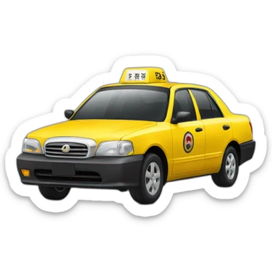 Japanese yellow sedan taxi  sticker