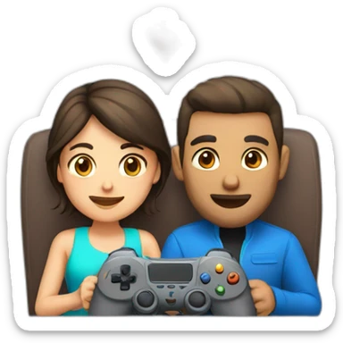 couple playing video game together sticker