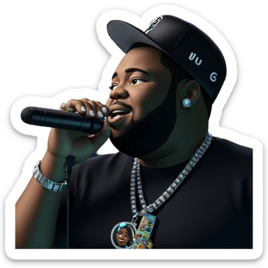 boy with microphone and jewelry sticker