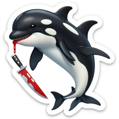 orca holding a bloody knife sticker