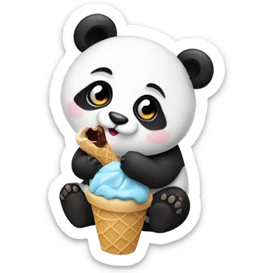Panda eating ice cream sticker