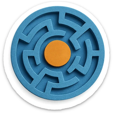 a maze in a paper craft style, layered paper look sticker