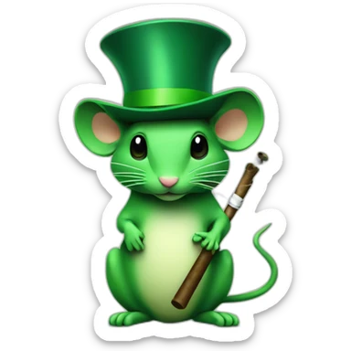 Attractor green mice with hat, smoking pipe sticker