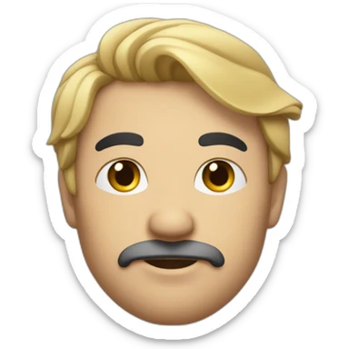 face of man with flat haire and black eyes and a fancy mostash and mideum noise and goatee  sticker