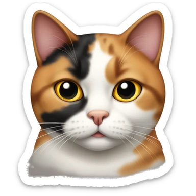 A fat calico cat sticker